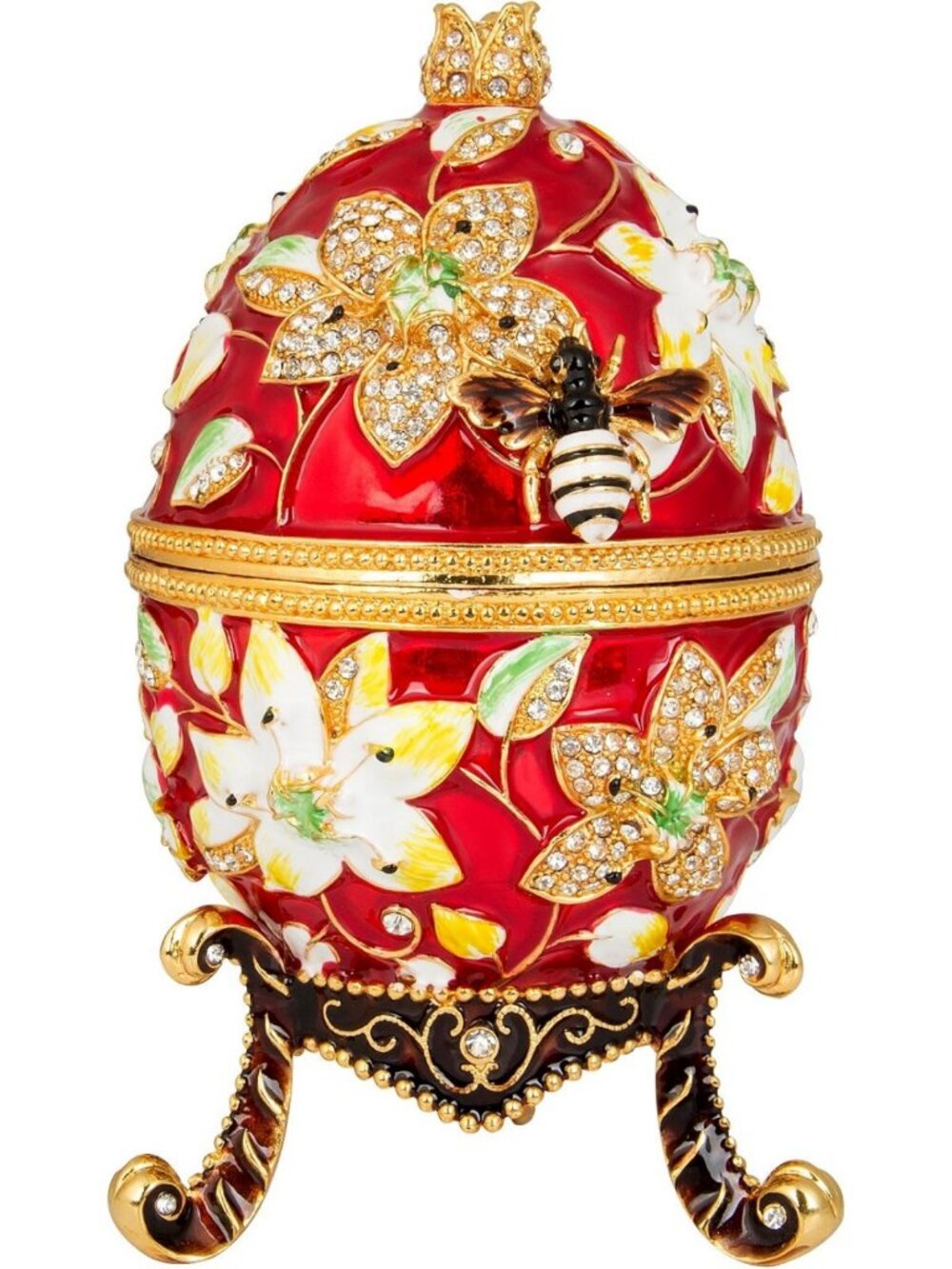 Extra Large 7” Hand-Painted Decorative Hinged Easter Egg Trinket Box - Unique